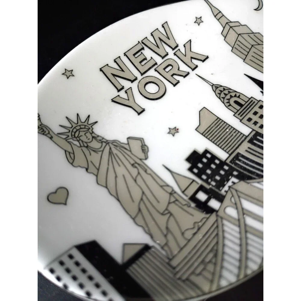 Spoon Rest New York Skyline Statue of Liberty Black White Ceramic Free Shipping